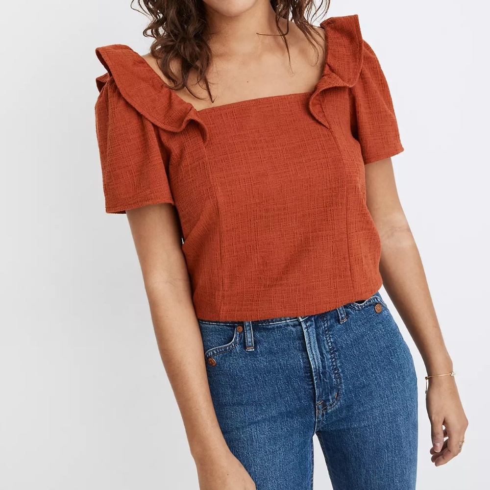Madewell Crosshatch Ruffled Top